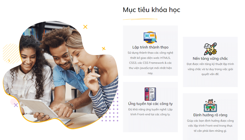 mục tiêu của khóa học lập trình frontend từ 28tech này